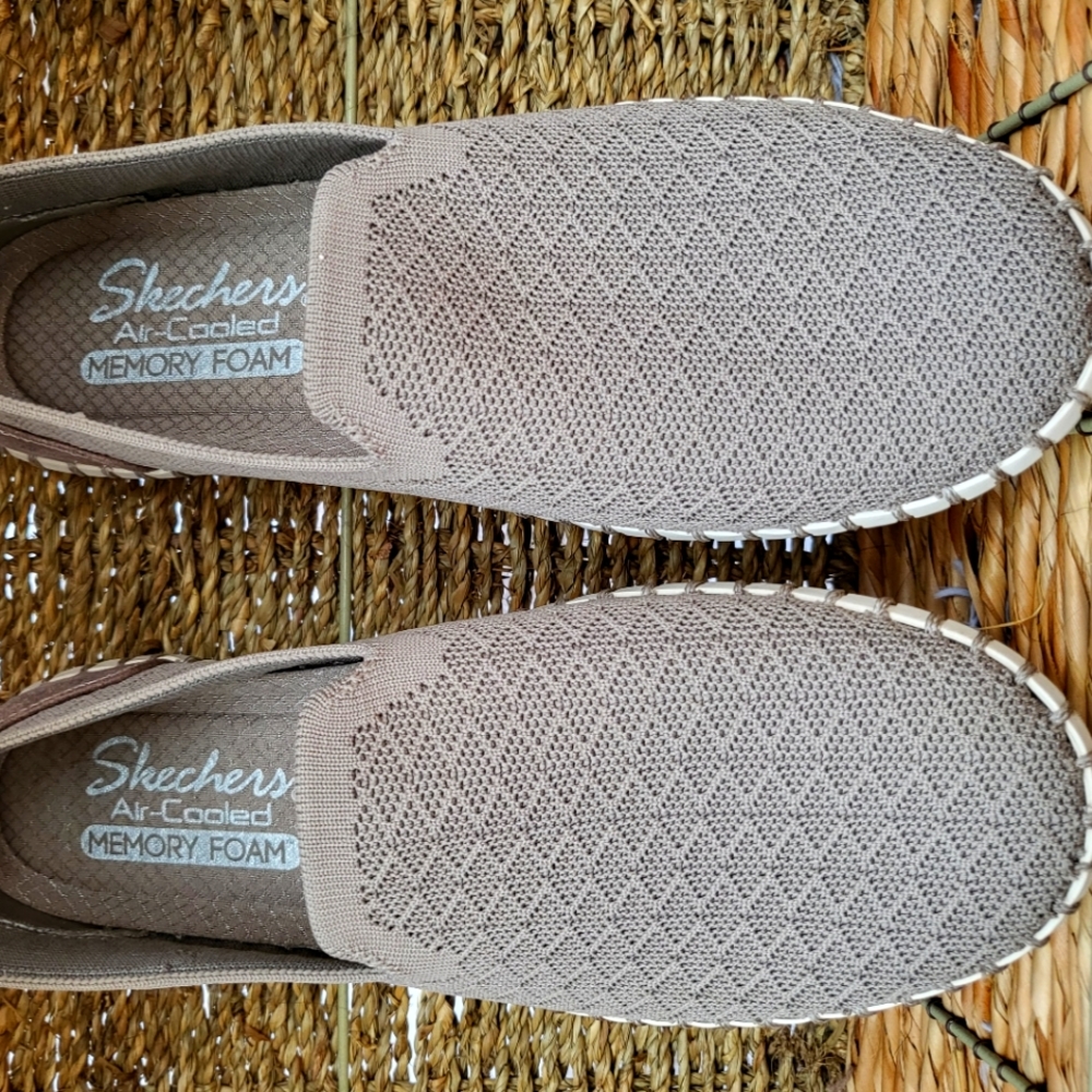 SKECHERS slip on sneakers, Size 6.5, Taupe